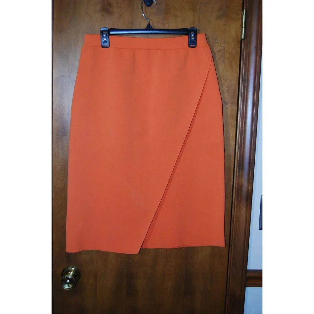 HAPPILY GREY ORANGE SWEATER KNIT FAUX WRAP SKIRT SIZE XL